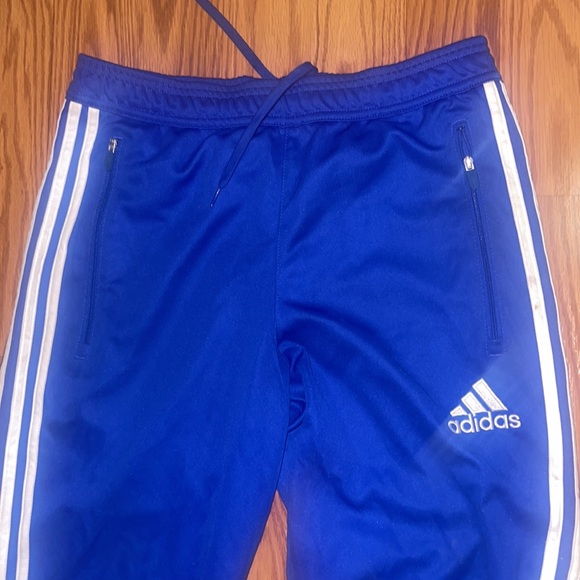 Adidas Condivo Track Pants Adult Size M Blue Zip Pockets Ankles Embroidered Logo - Picture 2 of 9
